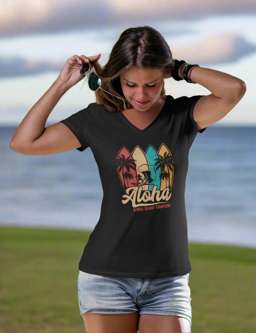 フラダンス Surfside Sportswear Waikiki Hawaii Women's V-Neck T-Shirts – O'ahu Surf Company