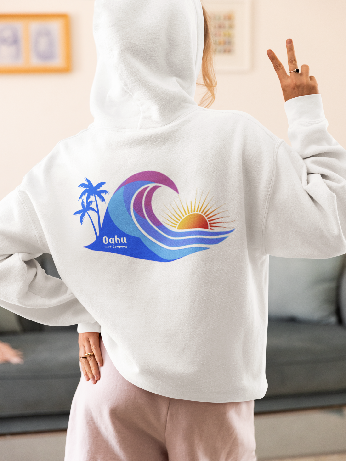 Island Wave Womens Hoodie Island Style Sweatshirt O’ahu Surf Company Hawaii