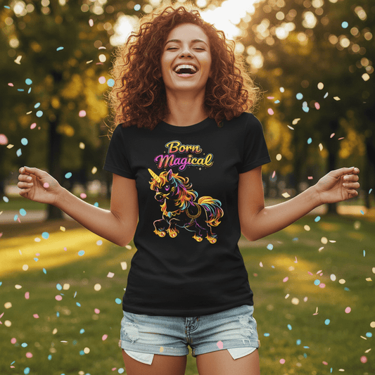 Born Magical Neon Rainbow Unicorn Birthday Tee Shirt - O'ahu Surf Company