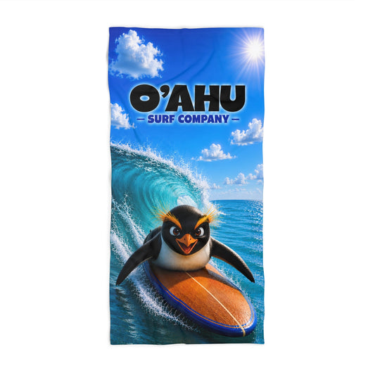 Fiordland Crested Penguin Surfing Beach Towel - O'ahu Surf Company
