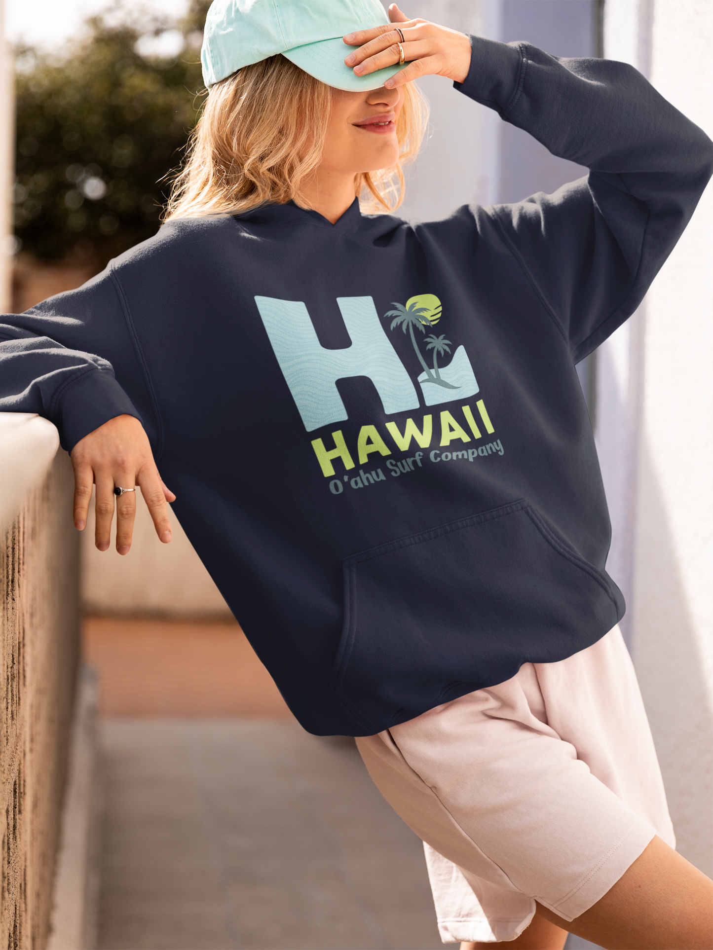 HI Hawaii Womens Hoodie Island Style Sweatshirt O’ahu Surf Company Hawaii