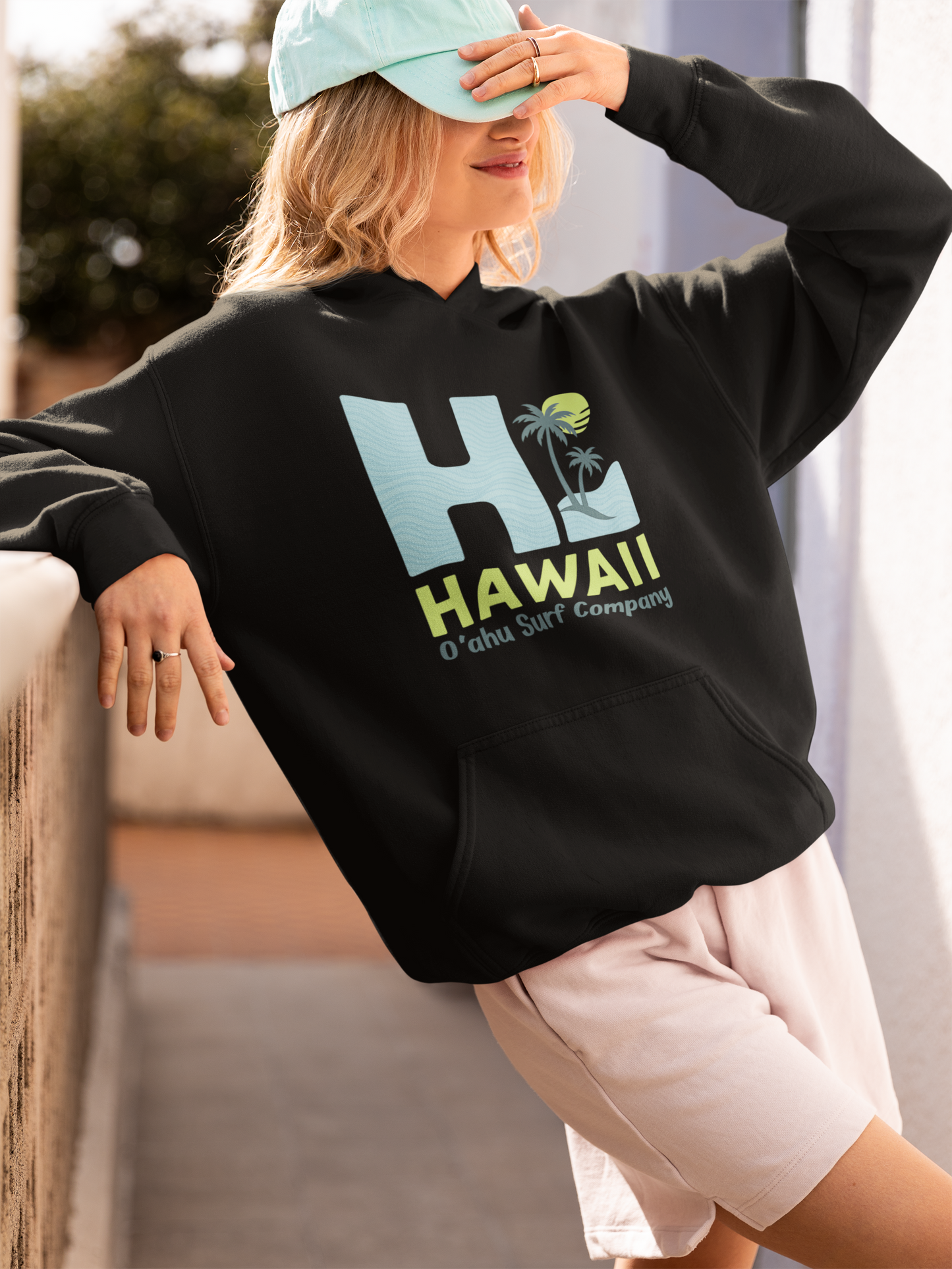 HI Hawaii Womens Hoodie Island Style Sweatshirt O’ahu Surf Company Hawaii