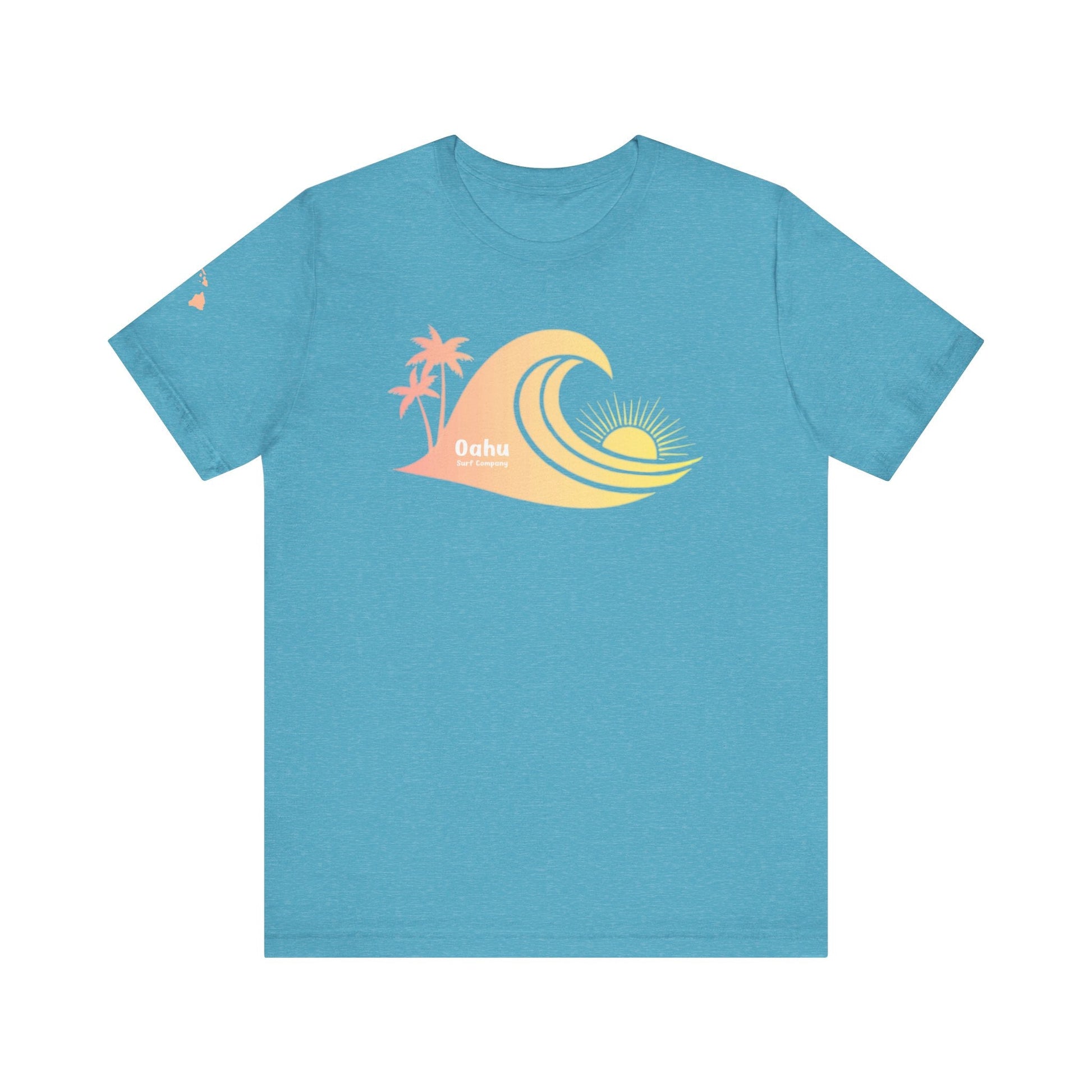 Hawaiian Islands Wave Sunset Womens Tee – O’ahu Surf Company Hawaii Surf Shirt - O'ahu Surf Company