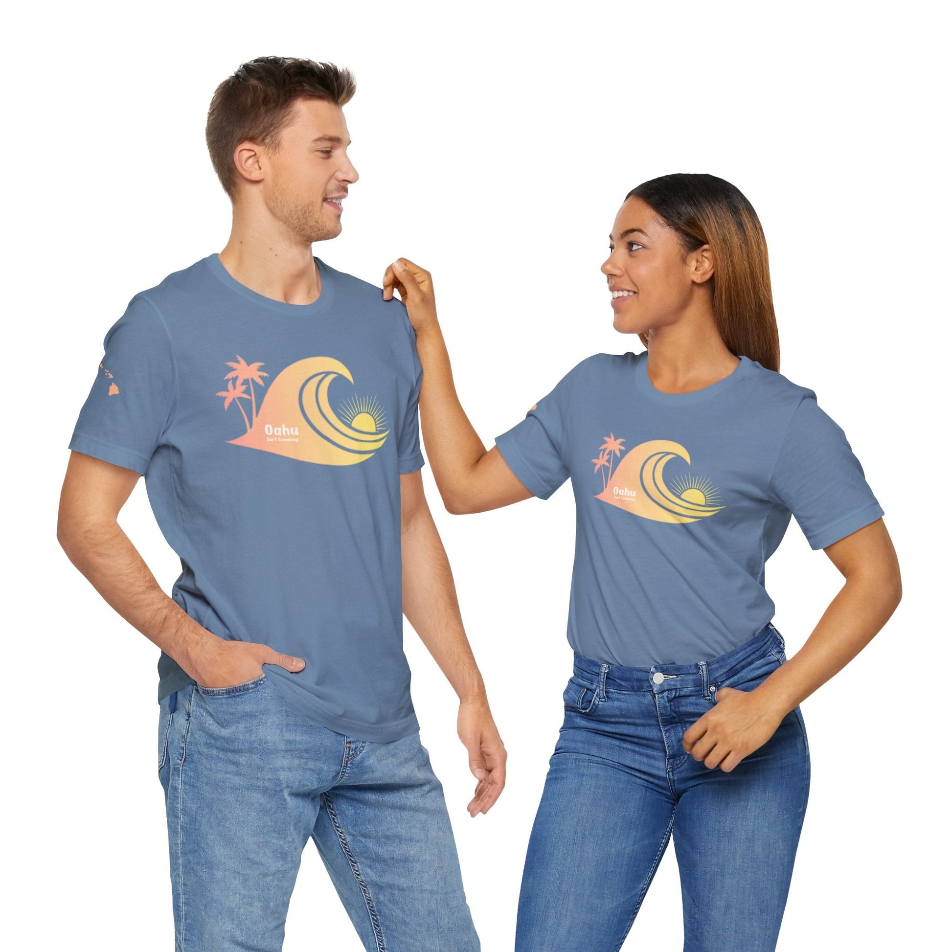 Hawaiian Islands Wave Sunset Womens Tee – O’ahu Surf Company Hawaii Surf Shirt - O'ahu Surf Company