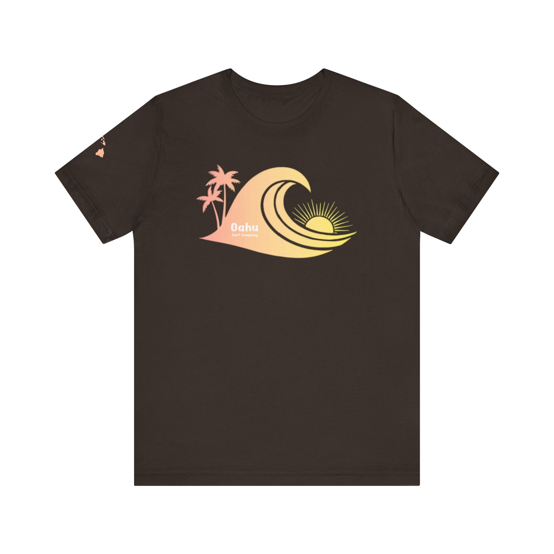 Hawaiian Islands Wave Sunset Womens Tee – O’ahu Surf Company Hawaii Surf Shirt - O'ahu Surf Company