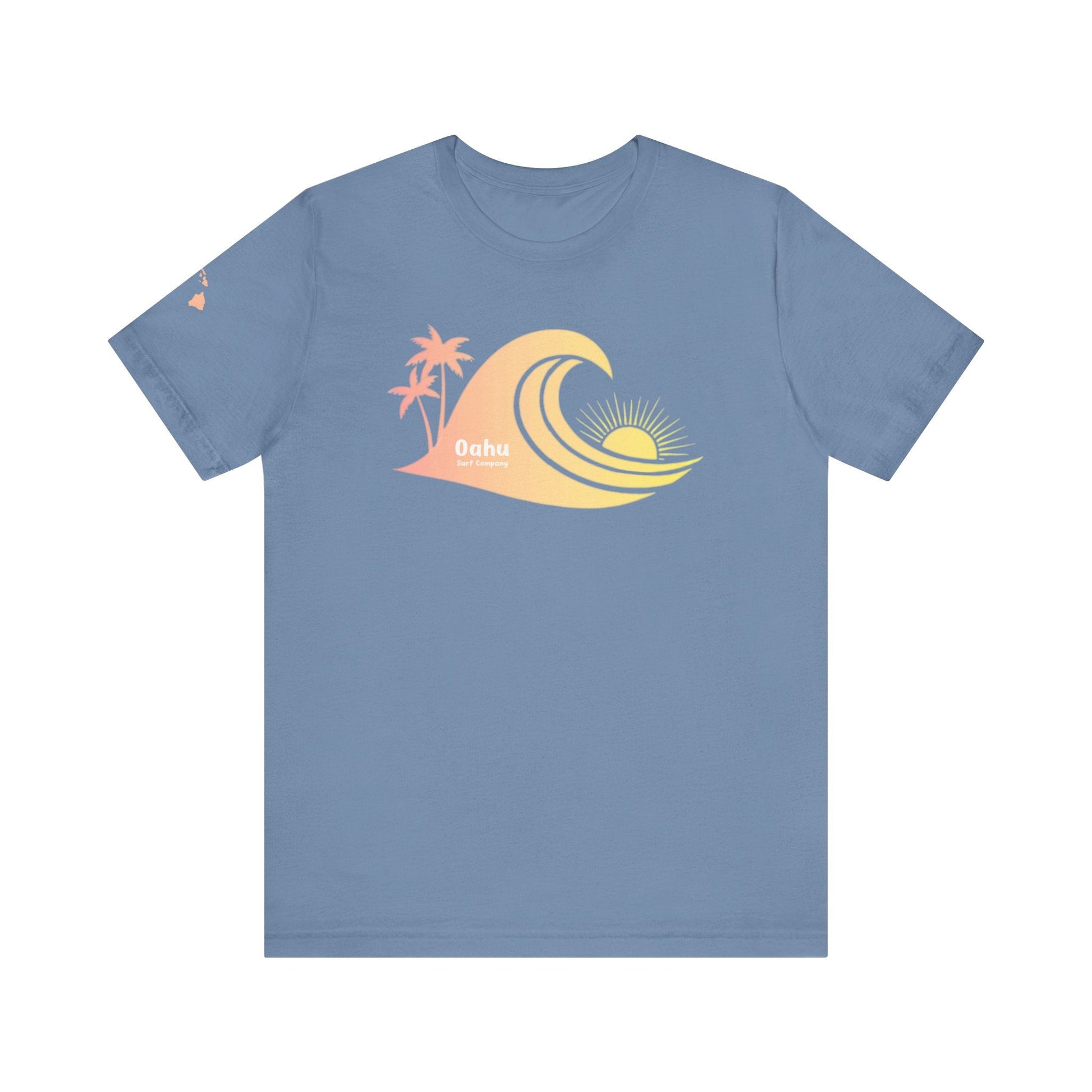 Hawaiian Islands Wave Sunset Womens Tee – O’ahu Surf Company Hawaii Surf Shirt - O'ahu Surf Company