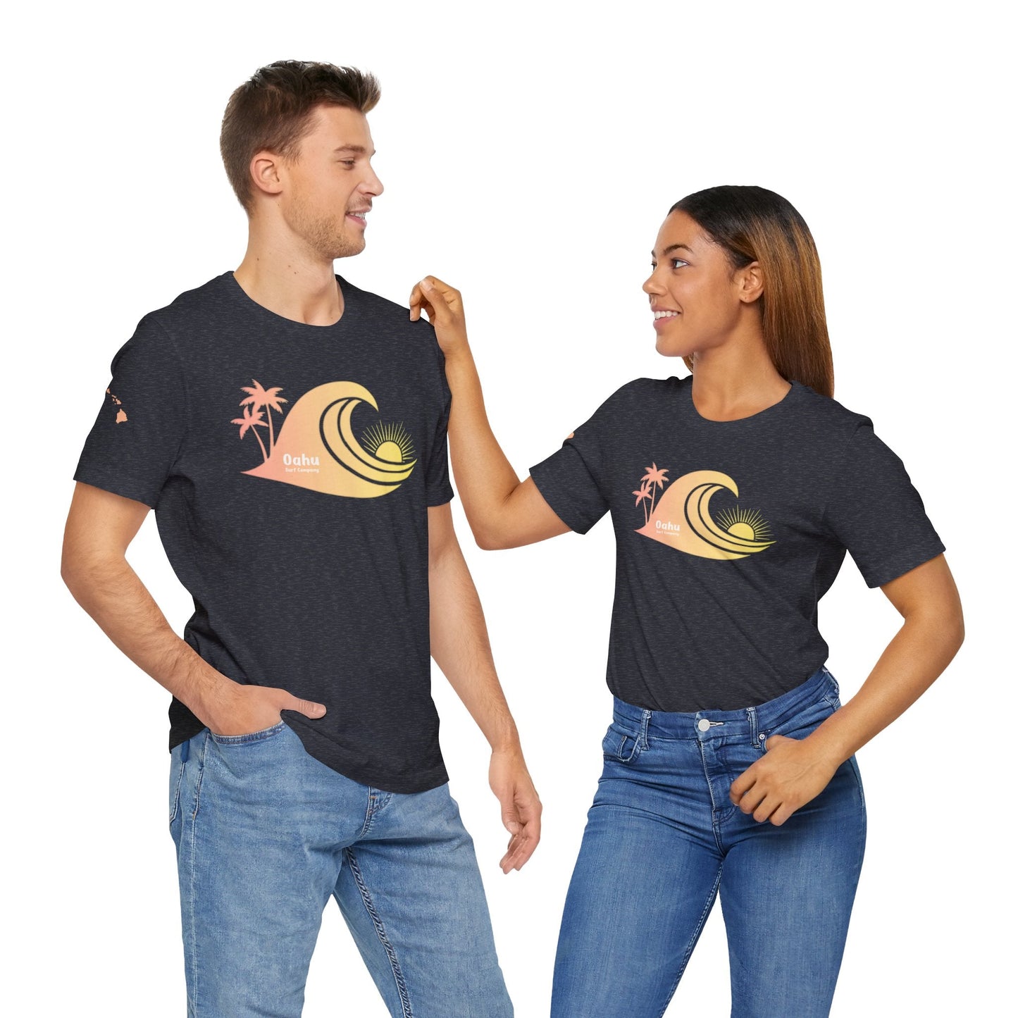 Hawaiian Islands Wave Sunset Womens Tee – O’ahu Surf Company Hawaii Surf Shirt - O'ahu Surf Company
