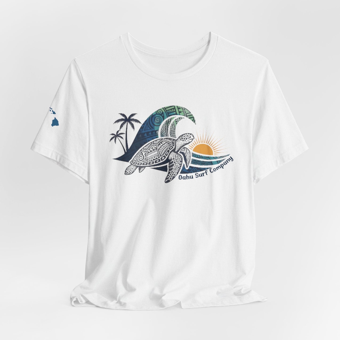 Hawaiian Sea Turtle Ocean Wave Graphic Tee - O'ahu Surf Company