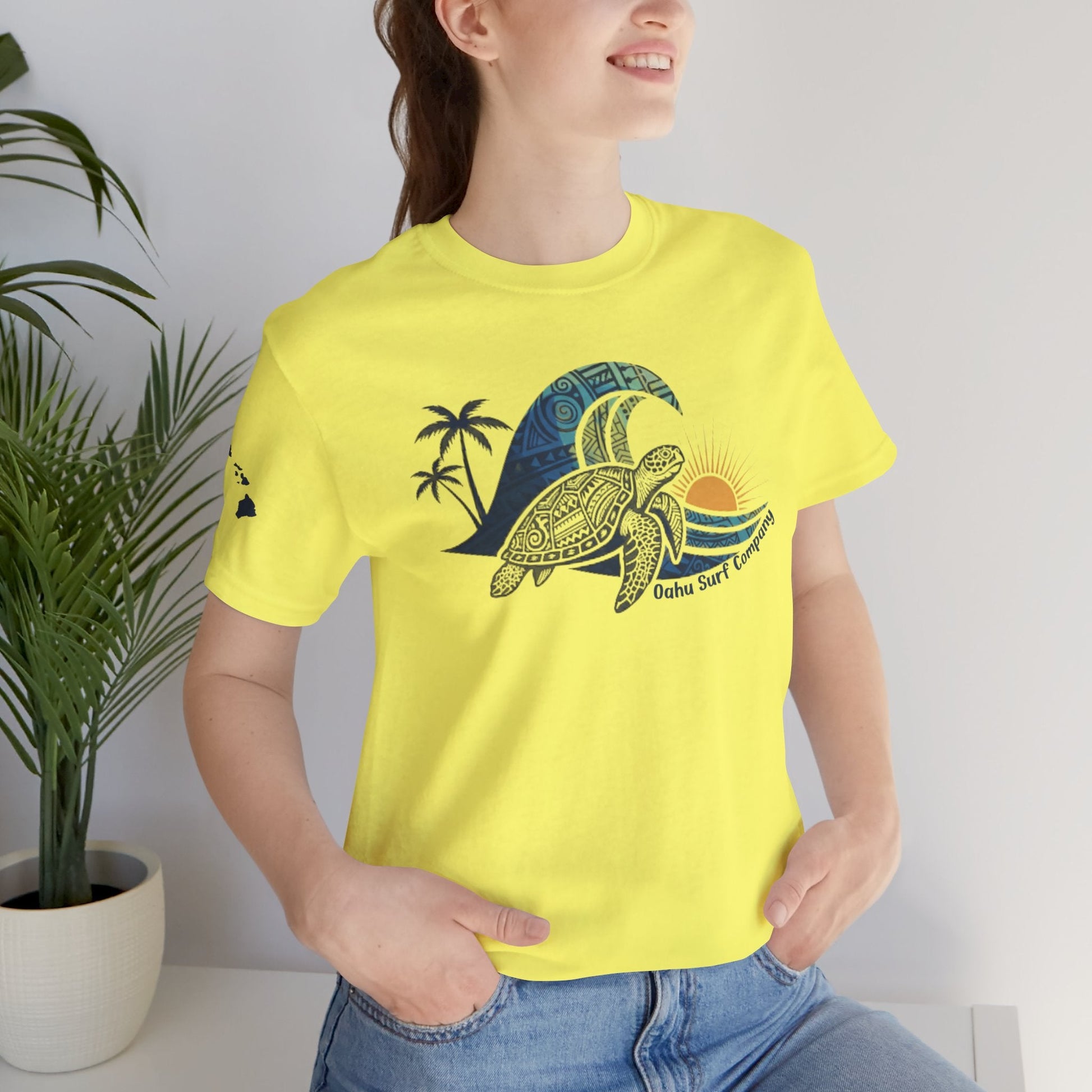 Hawaiian Sea Turtle Ocean Wave Graphic Tee - O'ahu Surf Company