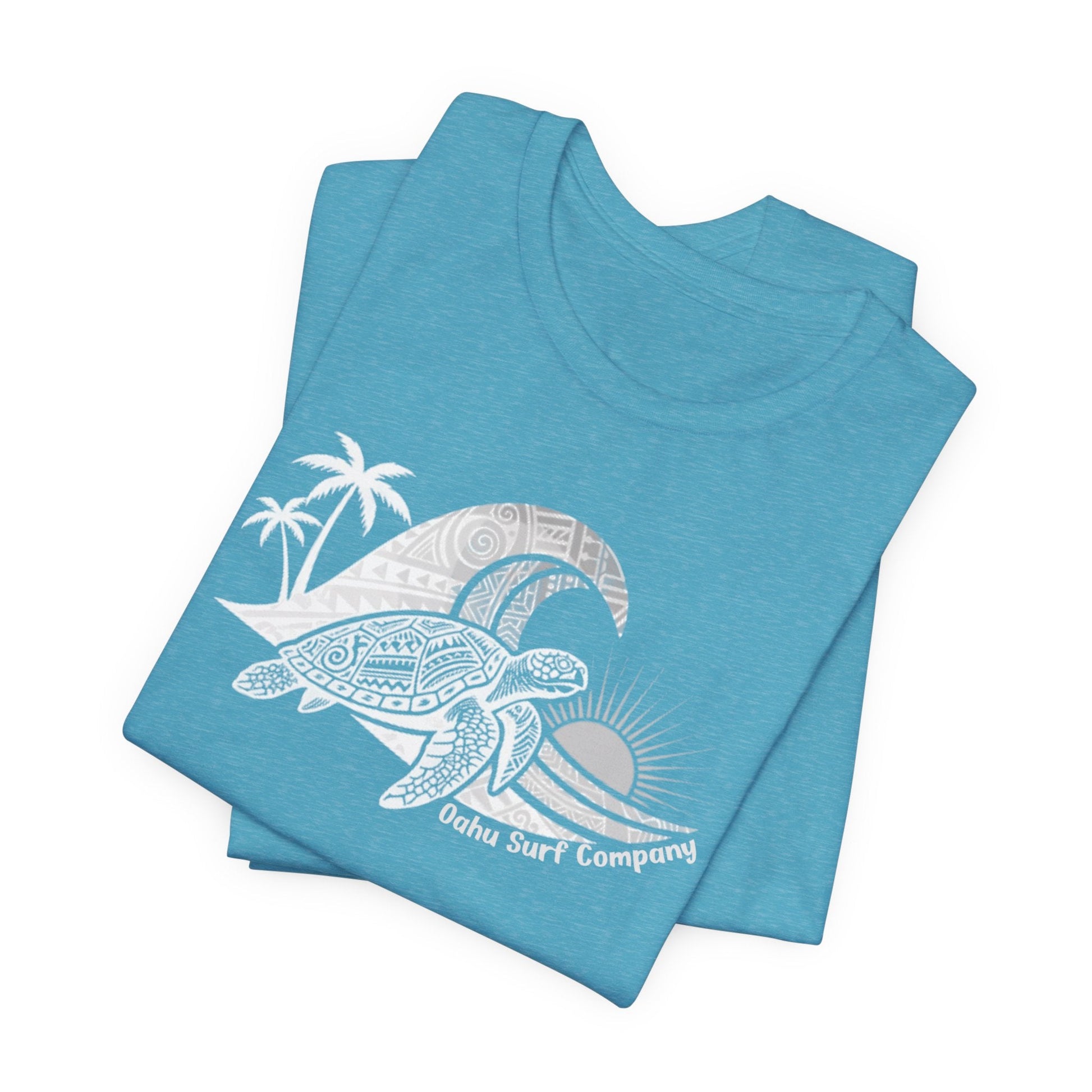 Hawaiian Sea Turtle Ocean Wave Graphic Tee - O'ahu Surf Company