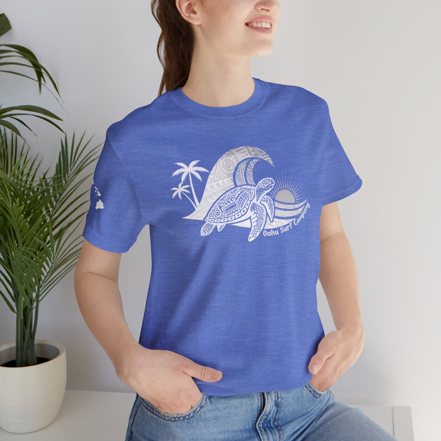 Hawaiian Sea Turtle Ocean Wave Graphic Tee - O'ahu Surf Company