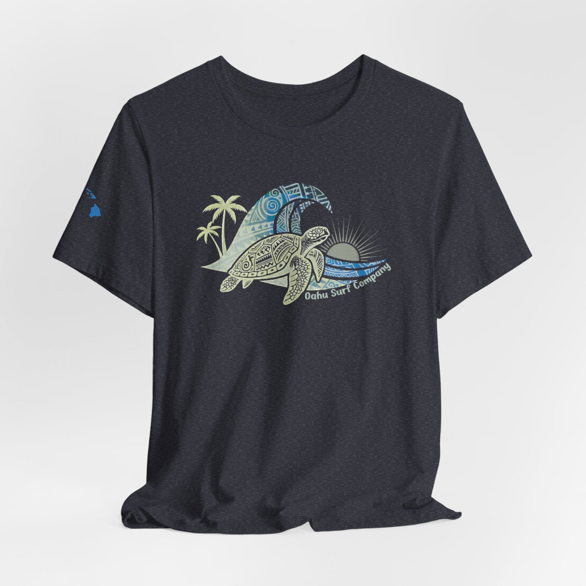 Hawaiian Sea Turtle Ocean Wave Graphic Tee - O'ahu Surf Company