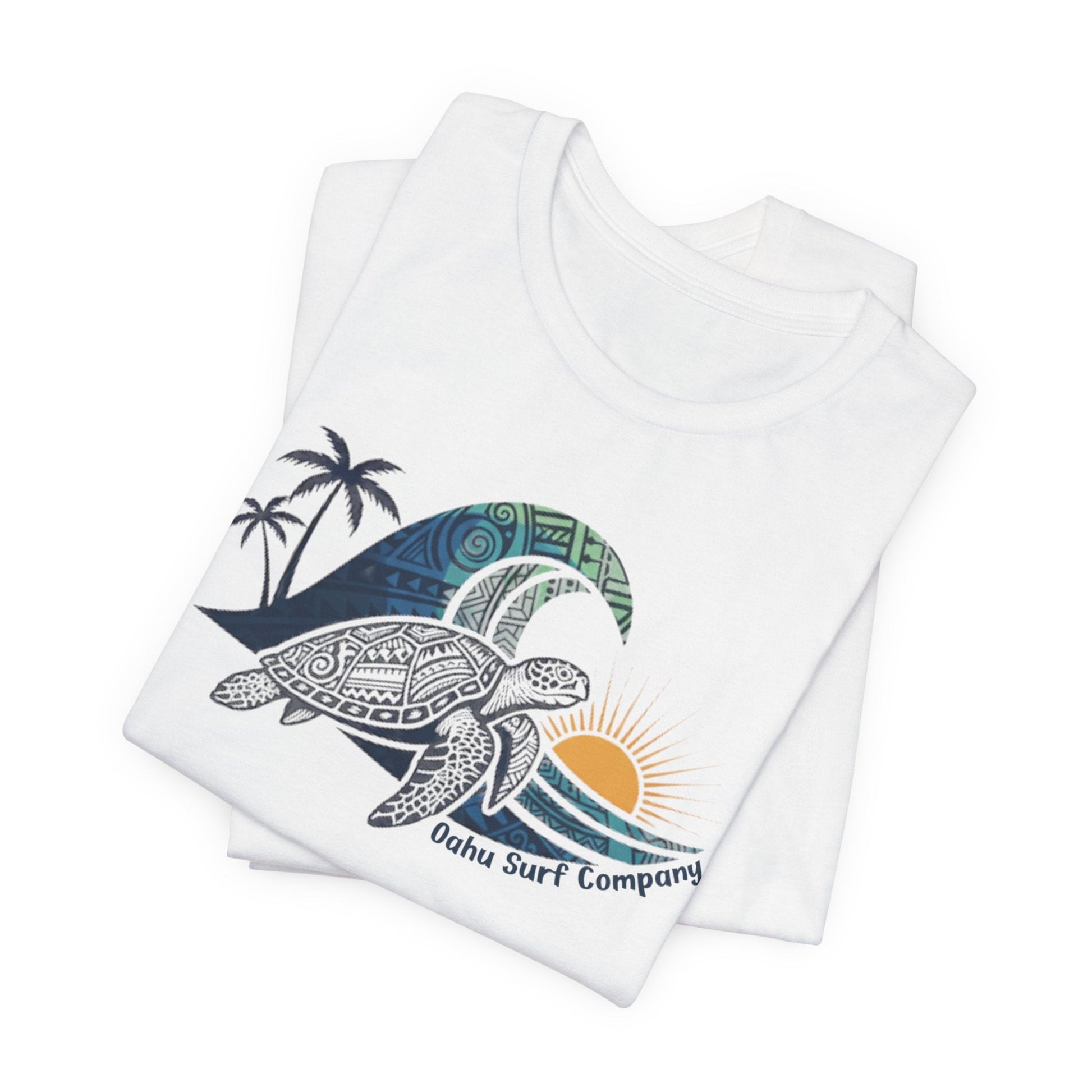 Hawaiian Sea Turtle Ocean Wave Graphic Tee - O'ahu Surf Company