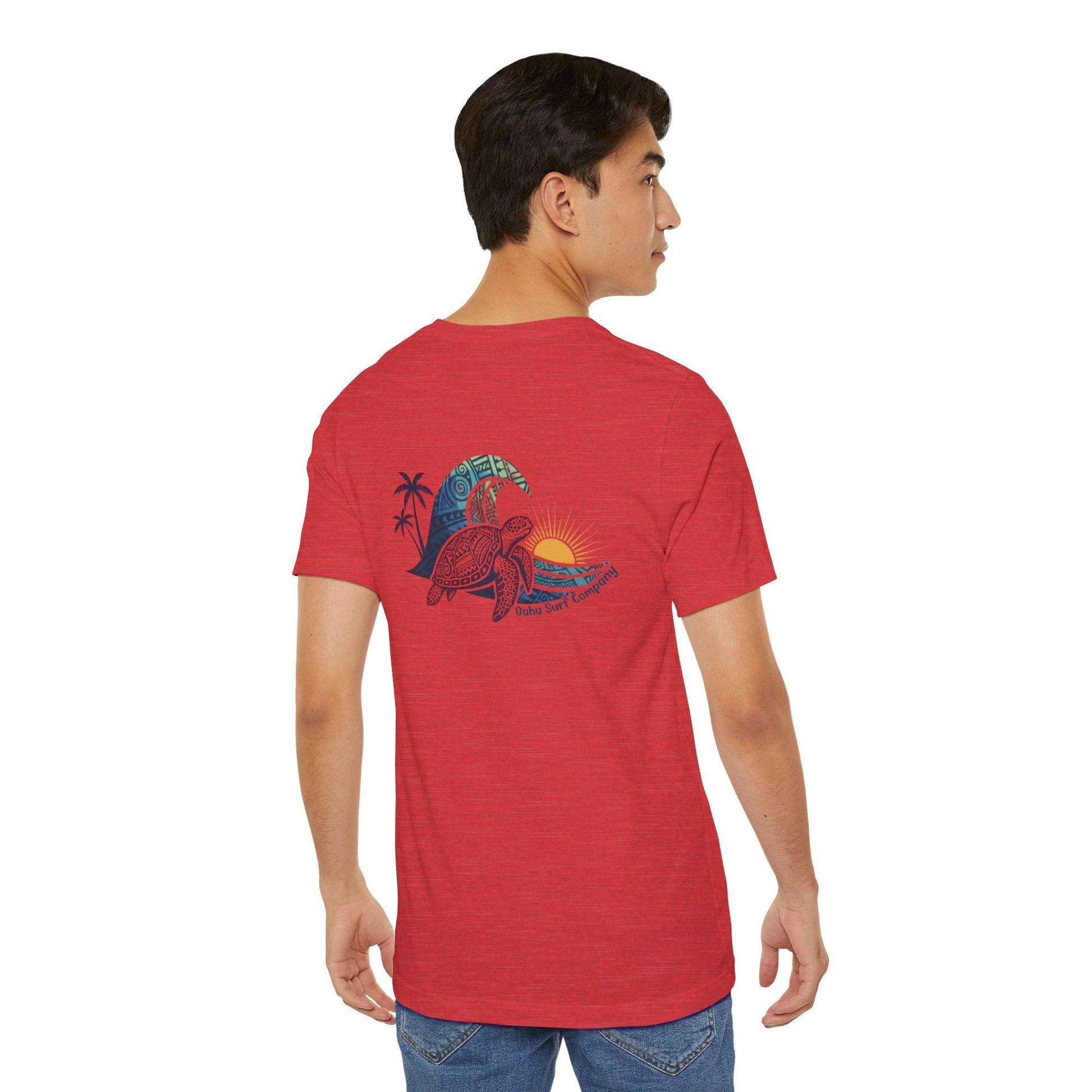 Hawaiian Turtle Ocean Wave Men’s Graphic Tee - O'ahu Surf Company