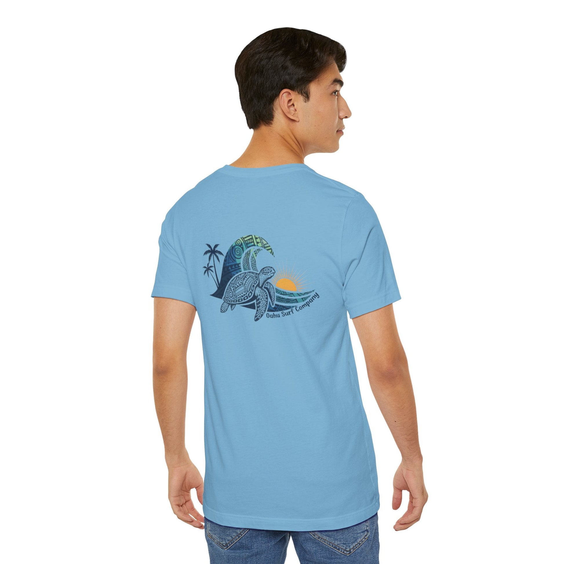 Hawaiian Turtle Ocean Wave Men’s Graphic Tee - O'ahu Surf Company