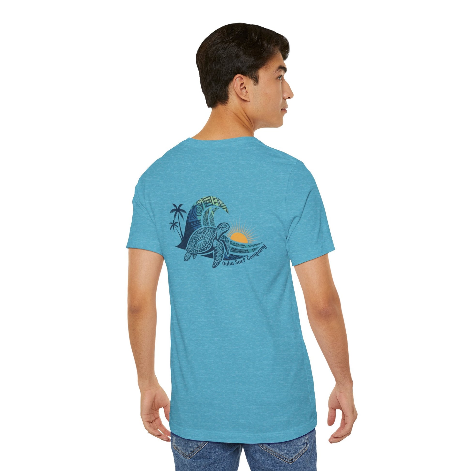 Hawaiian Turtle Ocean Wave Men’s Graphic Tee - O'ahu Surf Company