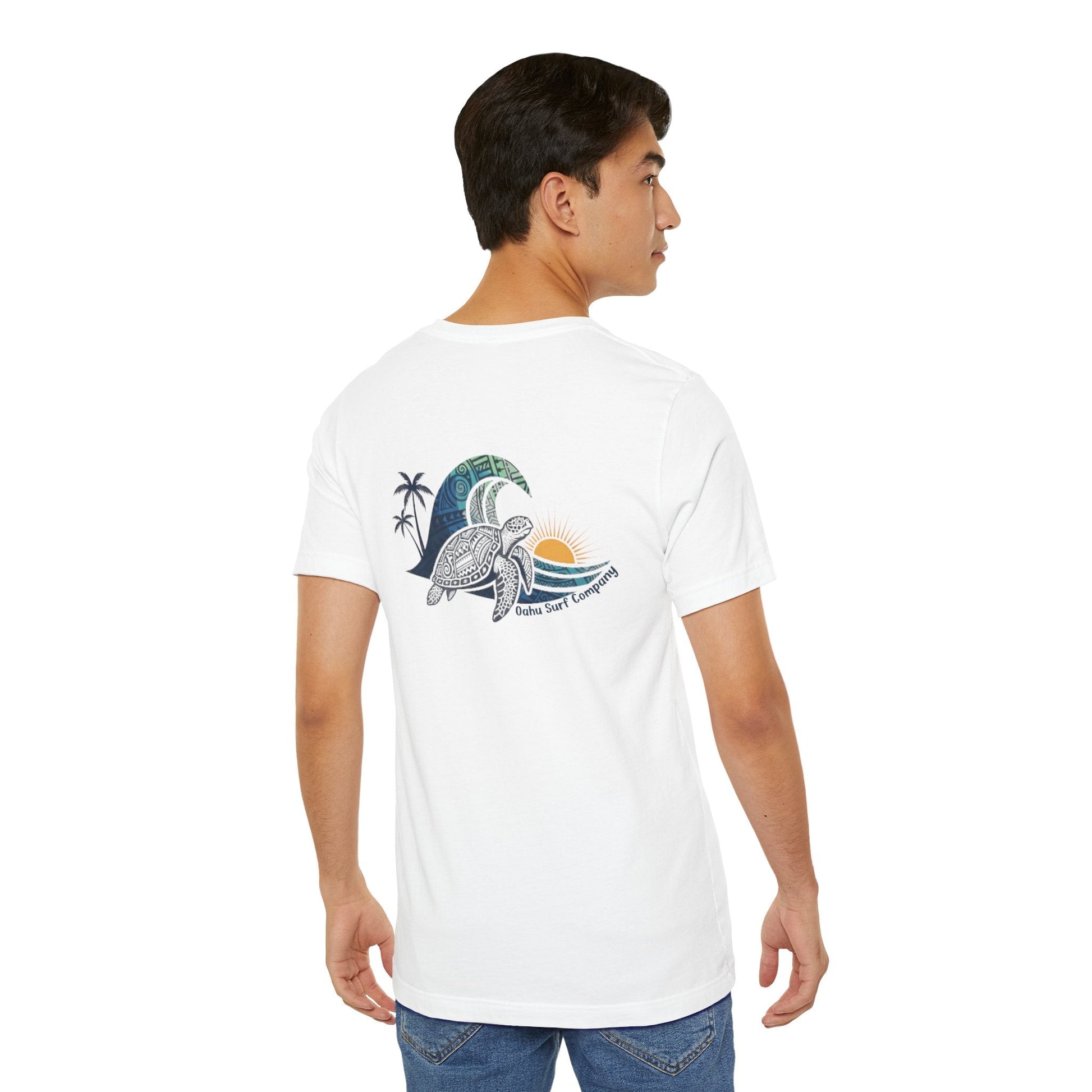 Hawaiian Turtle Ocean Wave Men’s Graphic Tee - O'ahu Surf Company