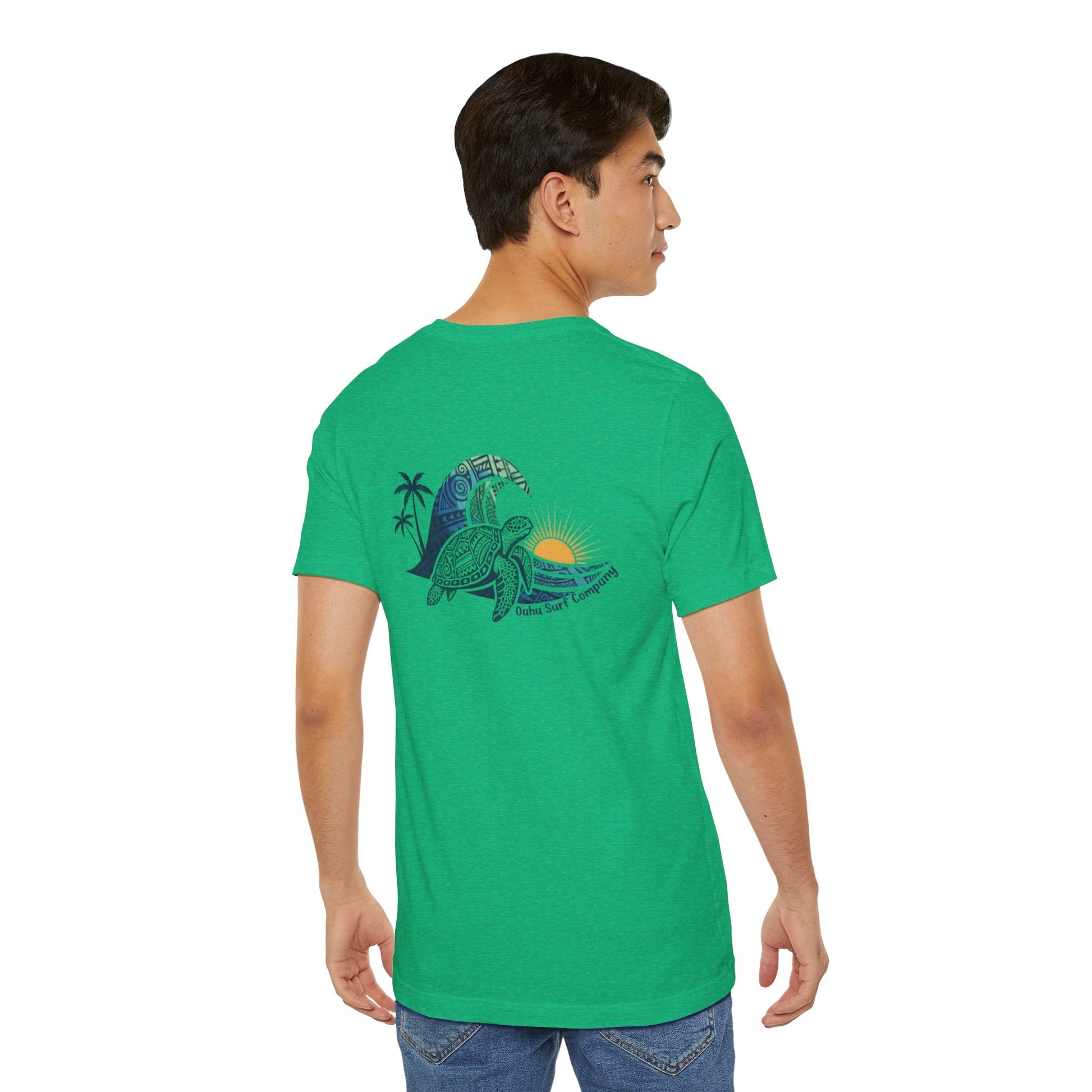 Hawaiian Turtle Ocean Wave Men’s Graphic Tee - O'ahu Surf Company