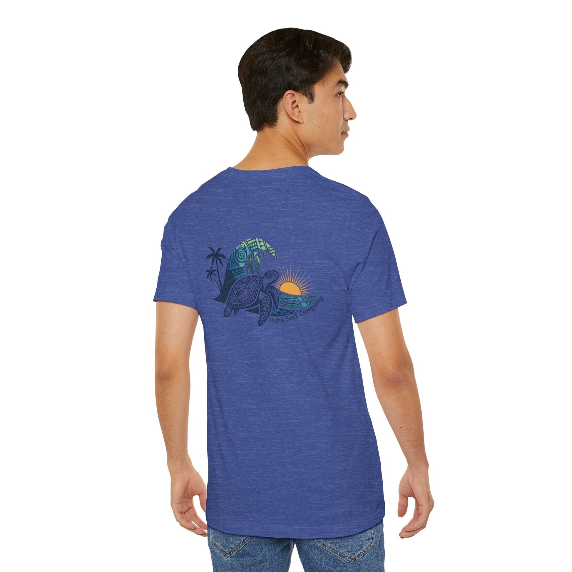 Hawaiian Turtle Ocean Wave Men’s Graphic Tee - O'ahu Surf Company