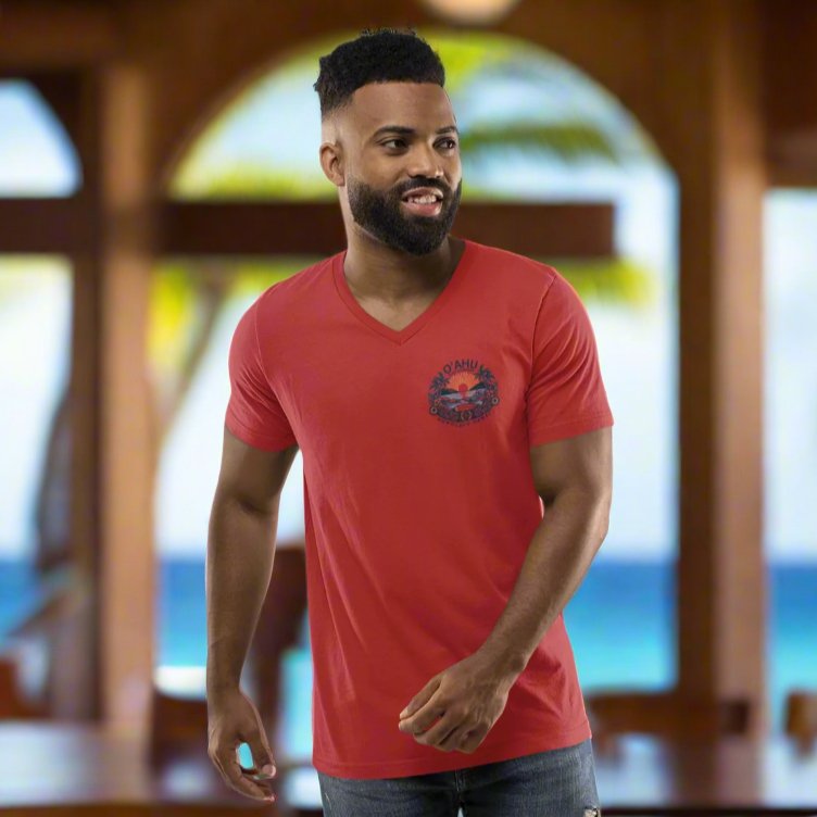 Honolulu Hawaii Coastal Island Sunny Day V - Neck T-Shirt - O'ahu Surf Company