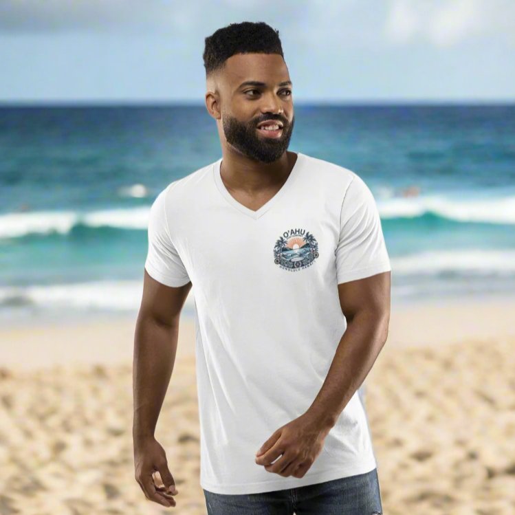 Honolulu Hawaii Coastal Island Sunny Day V - Neck T-Shirt - O'ahu Surf Company