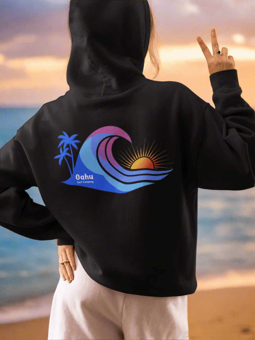 Island Wave Womens Hoodie Island Style Sweatshirt O’ahu Surf Company Hawaii - O'ahu Surf Company
