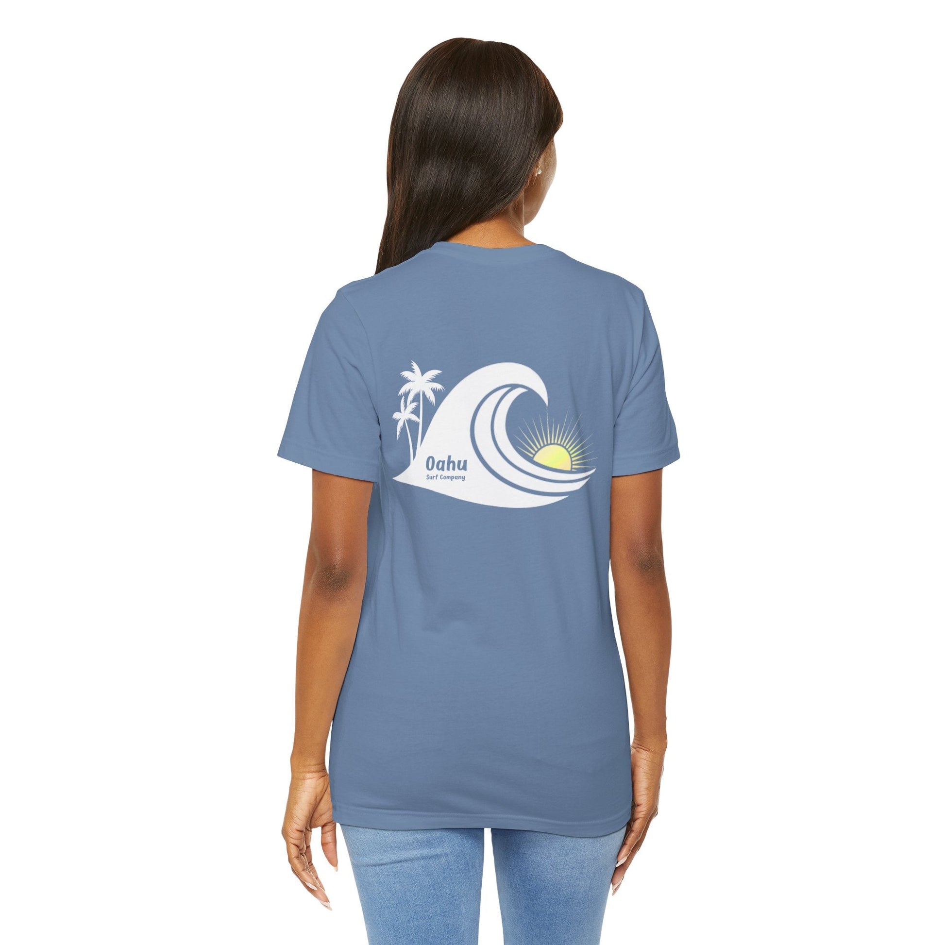 Island Wave Women’s Tee White Logo – O’ahu Surf Company Hawaii Surf Shirt - O'ahu Surf Company