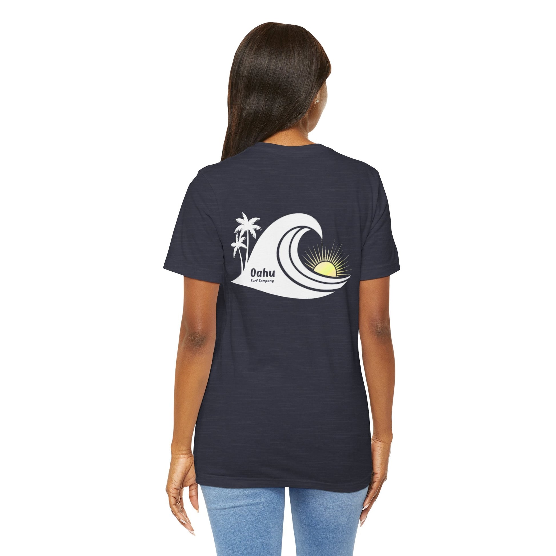 Island Wave Women’s Tee White Logo – O’ahu Surf Company Hawaii Surf Shirt - O'ahu Surf Company