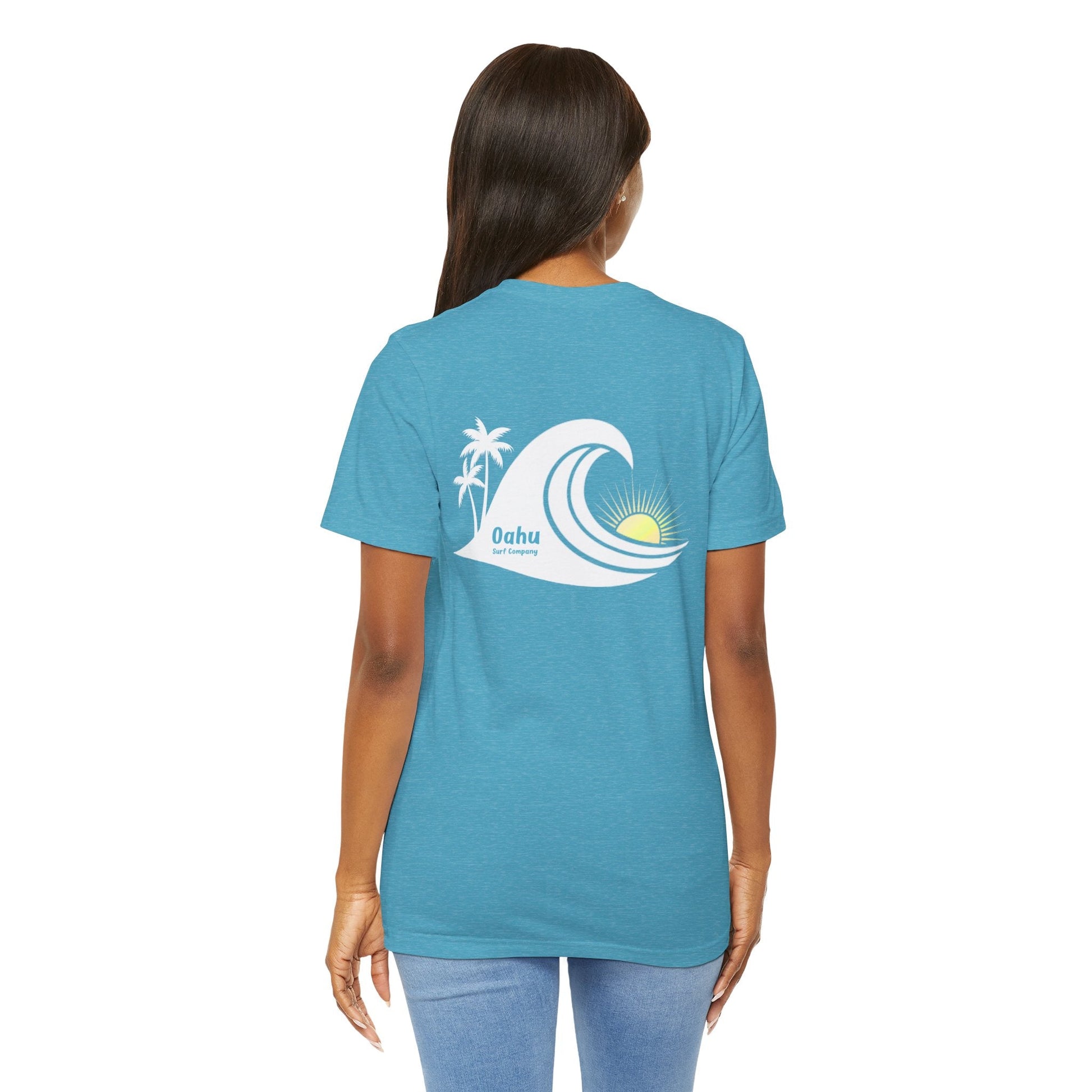 Island Wave Women’s Tee White Logo – O’ahu Surf Company Hawaii Surf Shirt - O'ahu Surf Company
