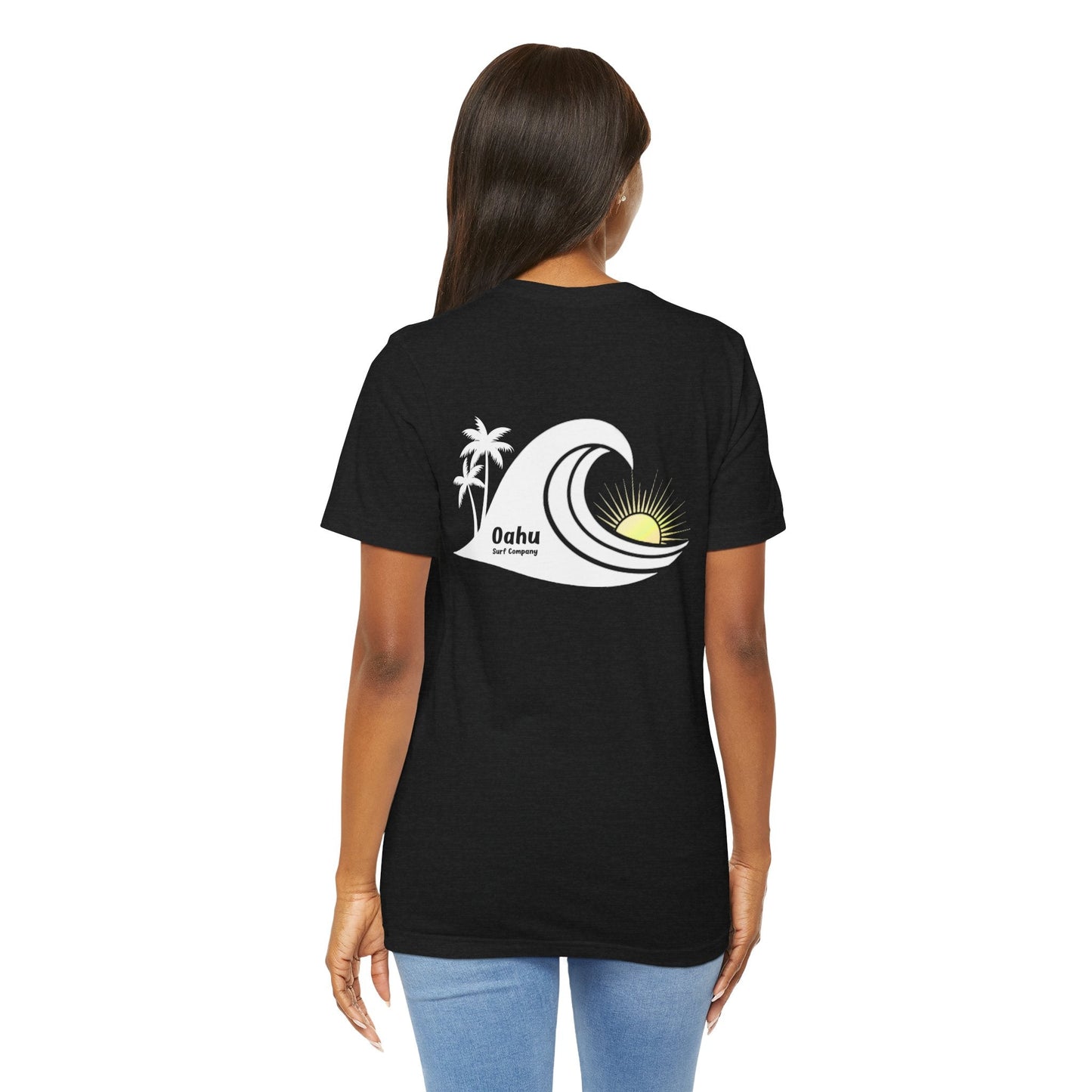 Island Wave Women’s Tee White Logo – O’ahu Surf Company Hawaii Surf Shirt - O'ahu Surf Company