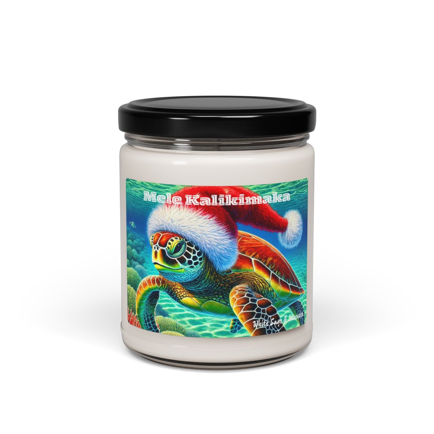 Mele Kalikimaka Hawaii Sea Turtle Scented Candle, 9oz - Merry Christmas Holiday Gift - O'ahu Surf Company