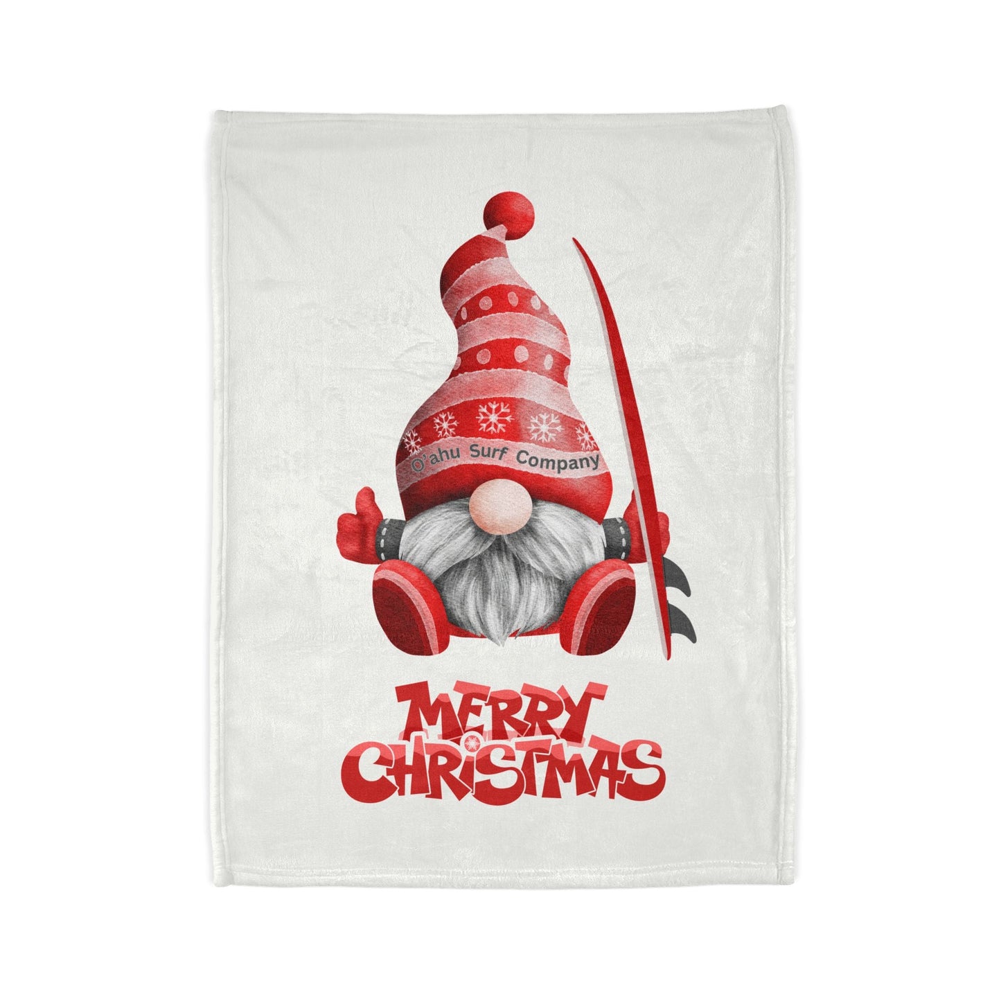 Merry Christmas Gnome Surfer Fleece Throw Blanket - O'ahu Surf Company