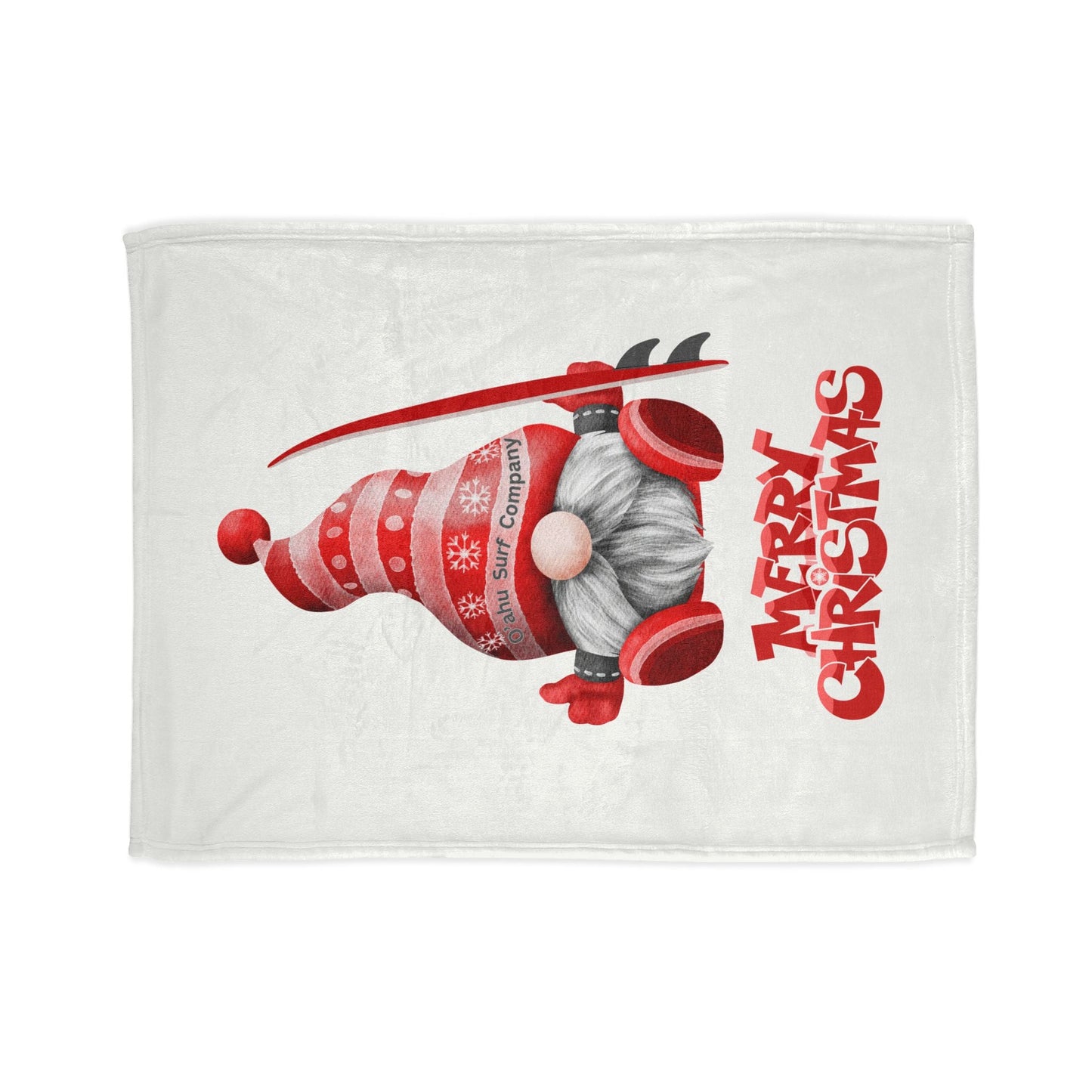 Merry Christmas Gnome Surfer Fleece Throw Blanket - O'ahu Surf Company