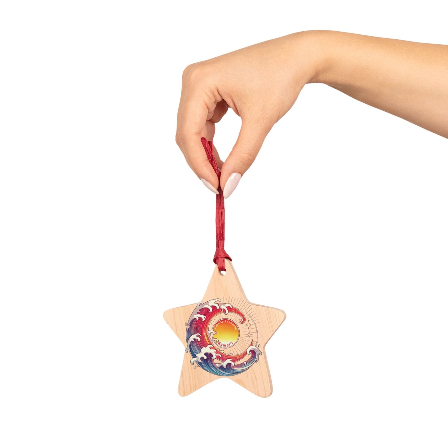 O'ahu Surf Company Ocean Wave Holiday Hawaii Wooden Ornament - O'ahu Surf Company