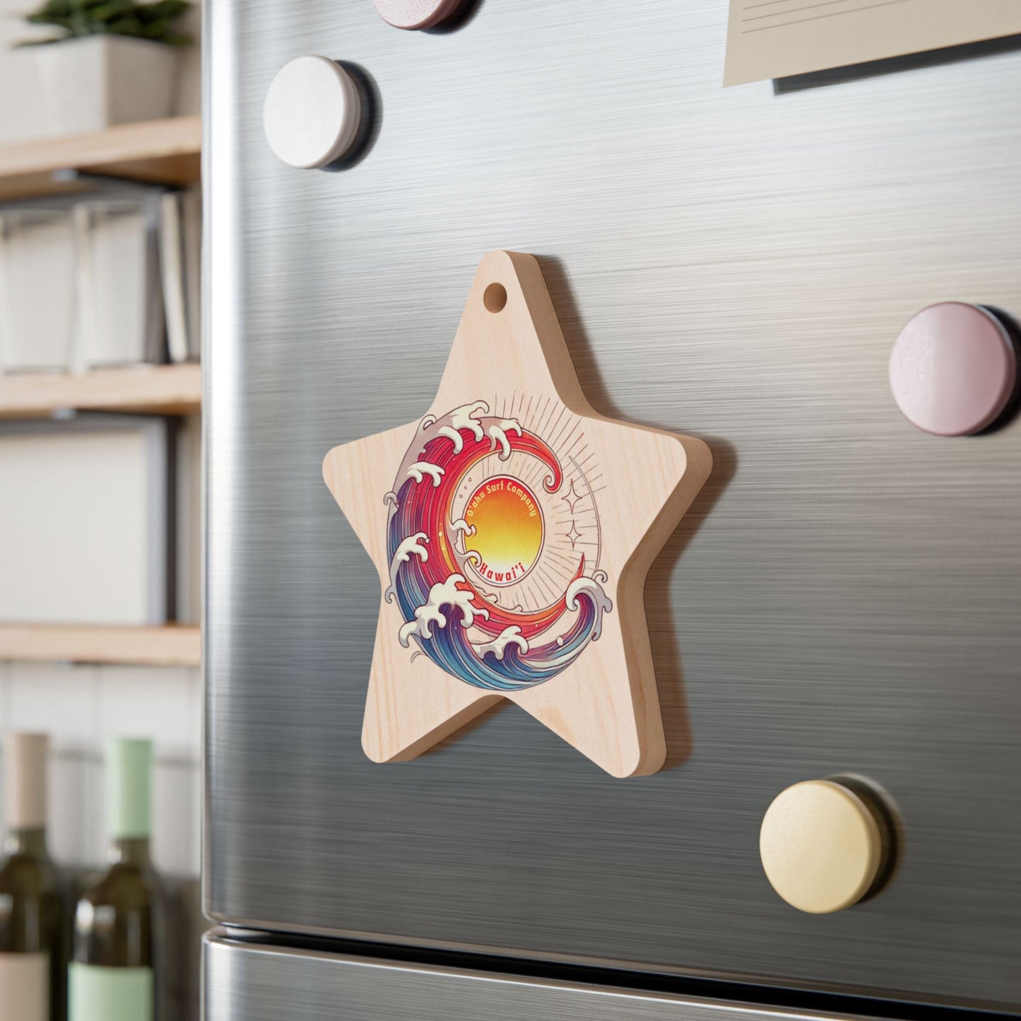 O'ahu Surf Company Ocean Wave Holiday Hawaii Wooden Ornament - O'ahu Surf Company
