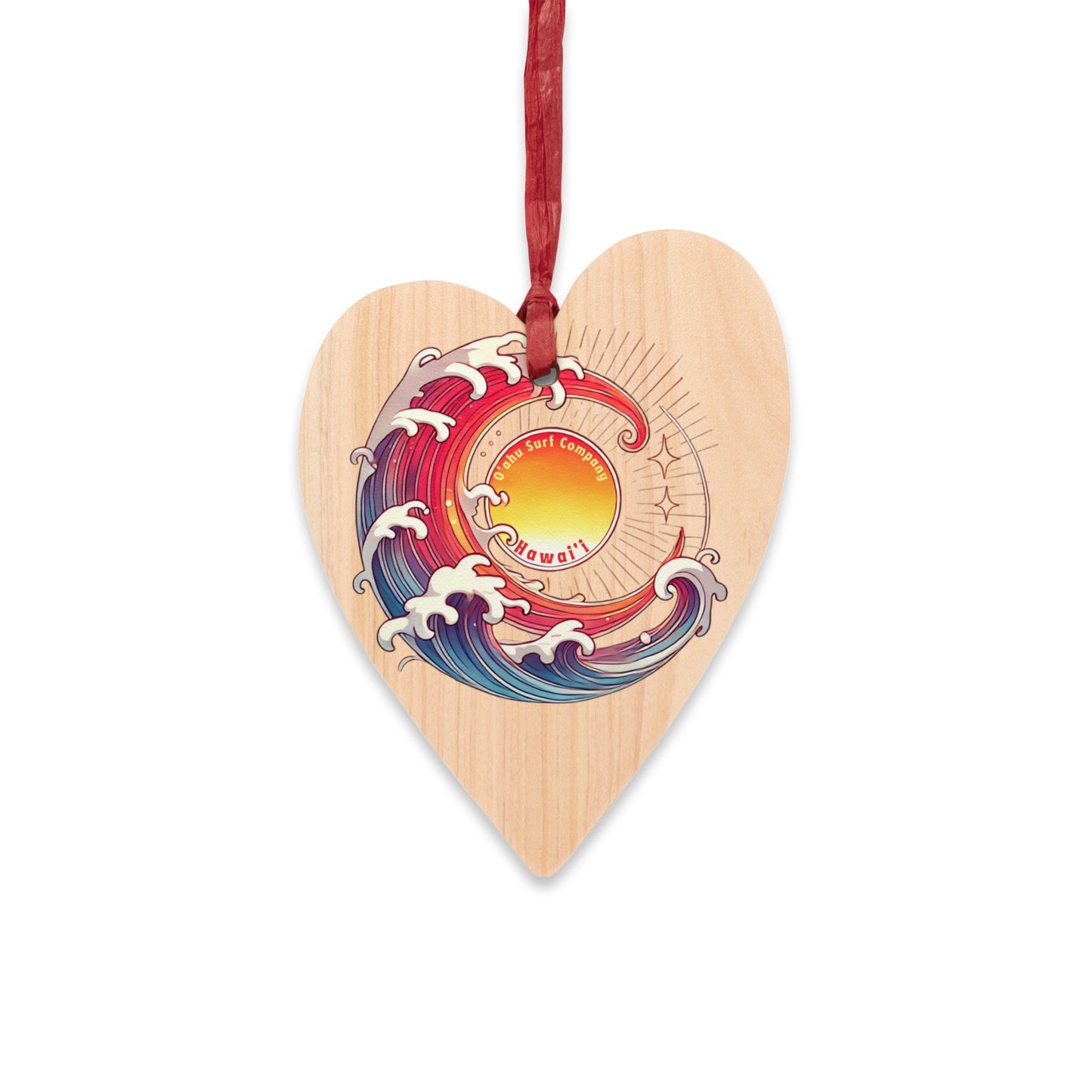 O'ahu Surf Company Ocean Wave Holiday Hawaii Wooden Ornament - O'ahu Surf Company