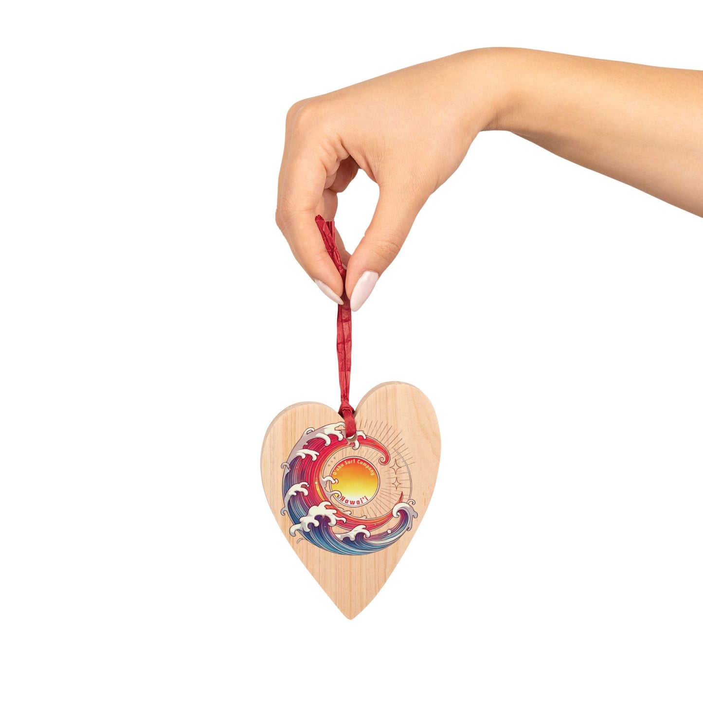 O'ahu Surf Company Ocean Wave Holiday Hawaii Wooden Ornament - O'ahu Surf Company