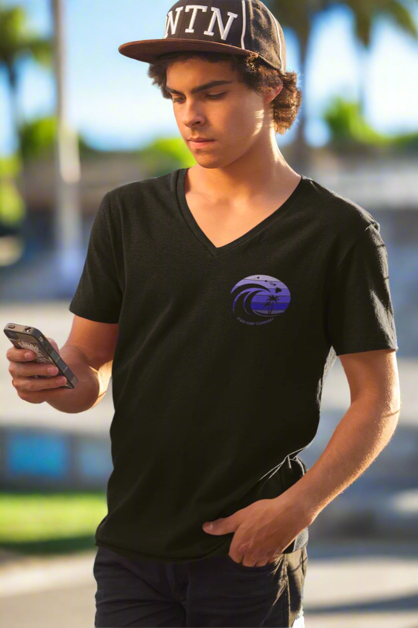 Ocean Wave Logo Oahu Surf V - Neck Island T-Shirt - O'ahu Surf Company