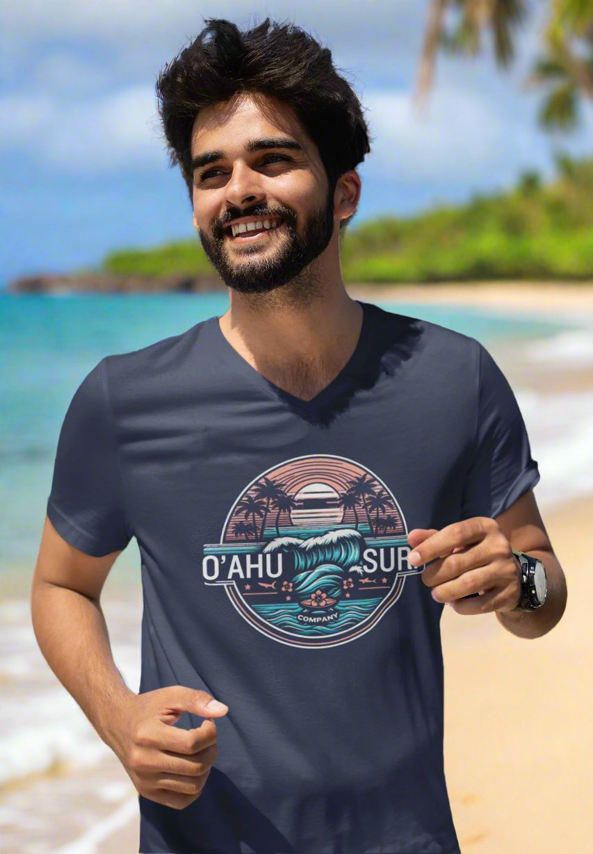 Ocean Wave V - Neck T-Shirt - O'ahu Surf Company