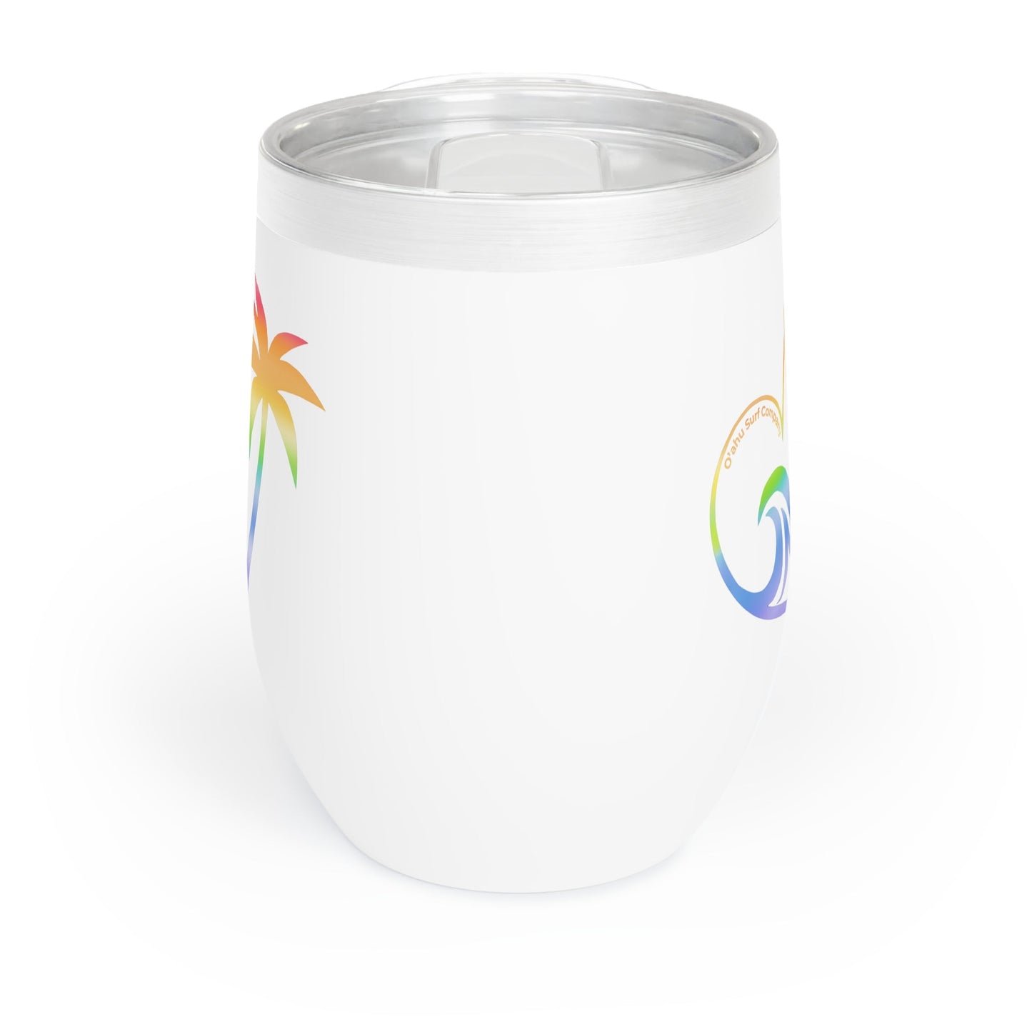 Rainbow Heart Wave Hawaii Wine Tumbler 12oz - O'ahu Surf Company
