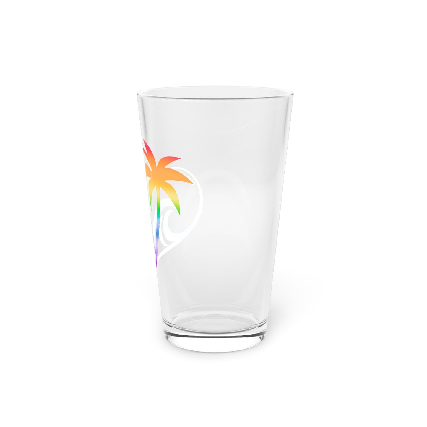 Rainbow Heart Wave Palm Oahu Surf Company Pint Glass - O'ahu Surf Company