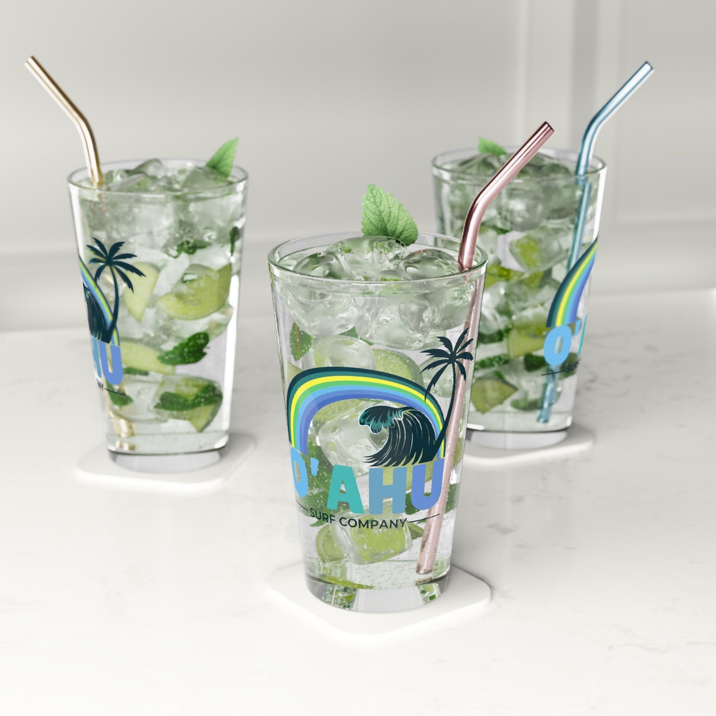 Rainbow Oahu Surf Hawaii Pint Glass - O'ahu Surf Company