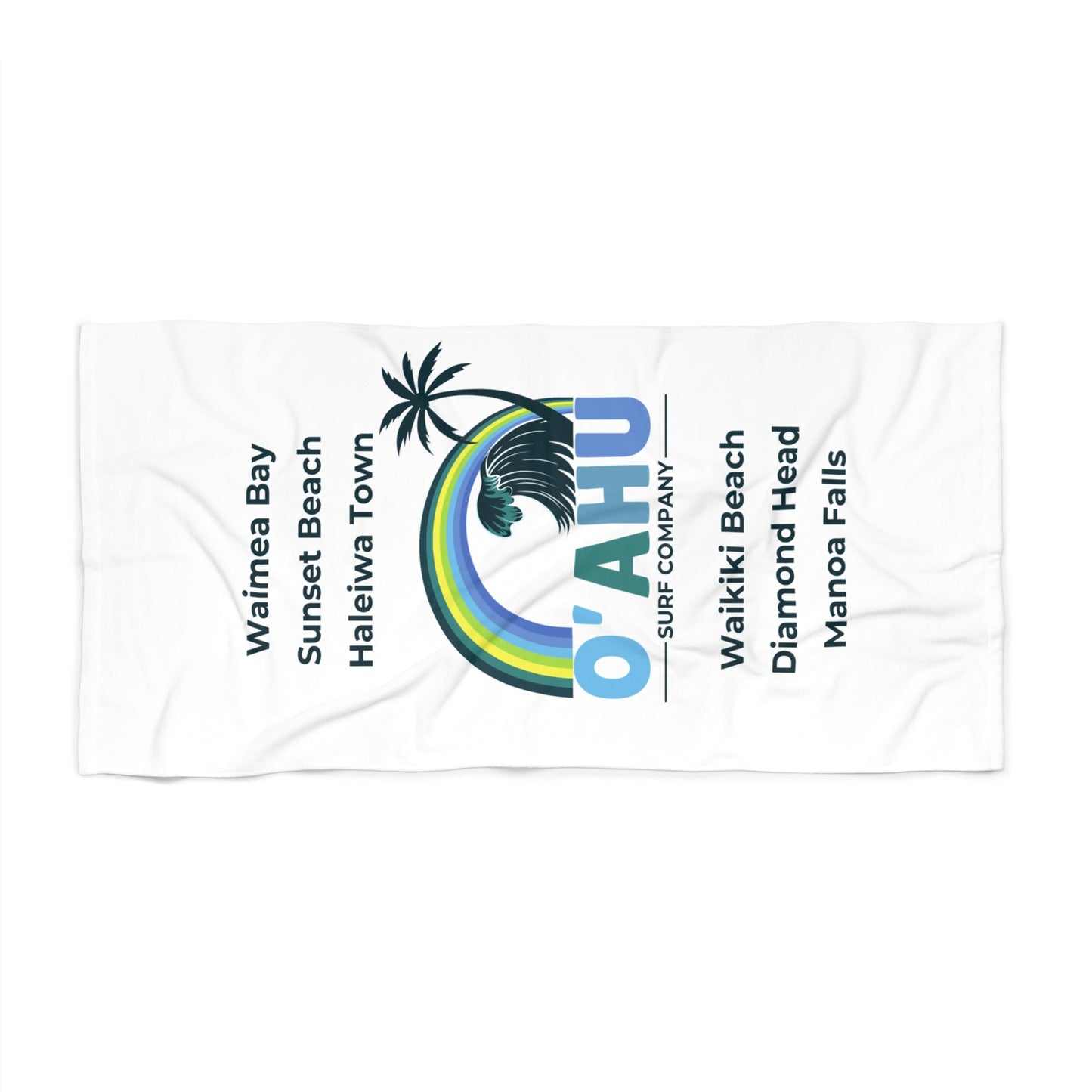 Rainbow Wave Palm Travel Towel Oahu Surf Company Hawaii - O'ahu Surf Company
