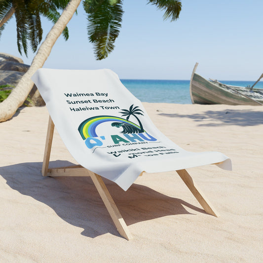 Rainbow Wave Palm Travel Towel Oahu Surf Company Hawaii - O'ahu Surf Company