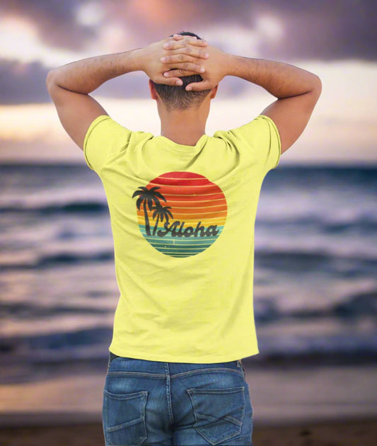 Retro Aloha Sunset T-Shirt – Island Vibes Comfort and Classic Vintage Old School Surf Style