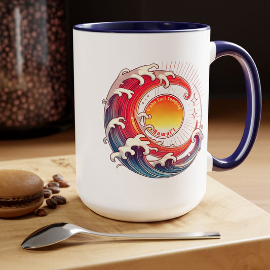 Sun Wave Surf Hawaii Two - Tone Coffee Mug 15oz - O'ahu Surf Company