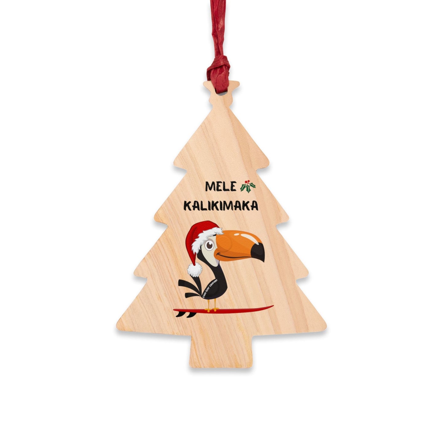 Surfing Santa Christmas 2024 Wooden Ornament - O'ahu Surf Company