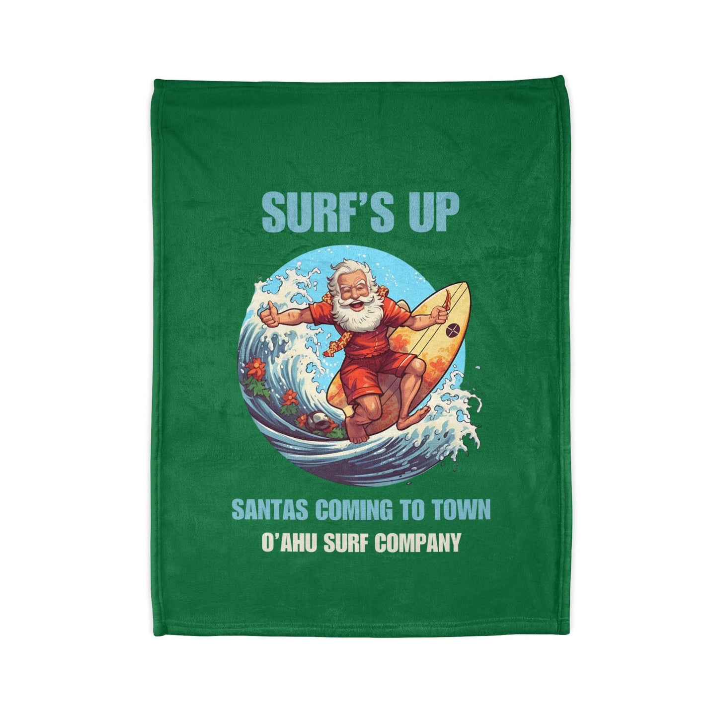 Surf's Up Santa's Coming To Town Fleece Throw Blanket - Christmas Holiday Gift - O'ahu Surf Company