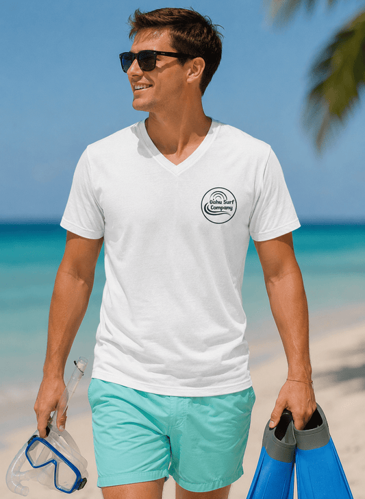 Vintage Waikiki Beach Diamond Head Honolulu Hawaii V-Neck T-shirt - O'ahu Surf Company