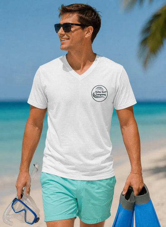 Vintage Waikiki Beach Diamond Head Honolulu Hawaii V-Neck T-shirt - O'ahu Surf Company
